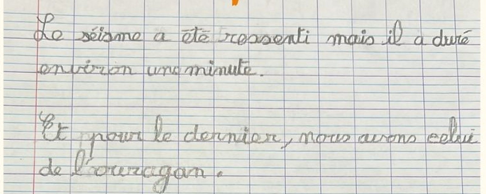 Écriture d'Abdé après 3 séances : un texte manuscrit aéré et parfaitement lisible
